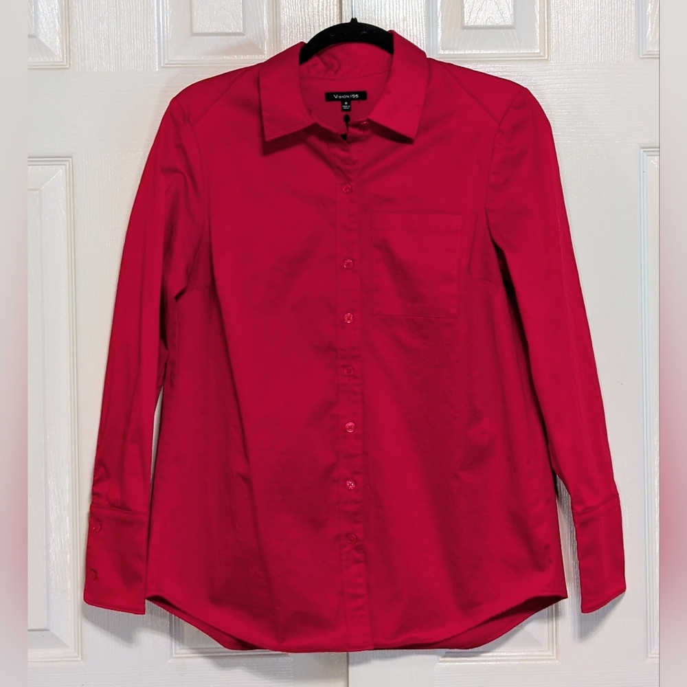 Vision 155 Red Long Sleeve Button-Up Shirt